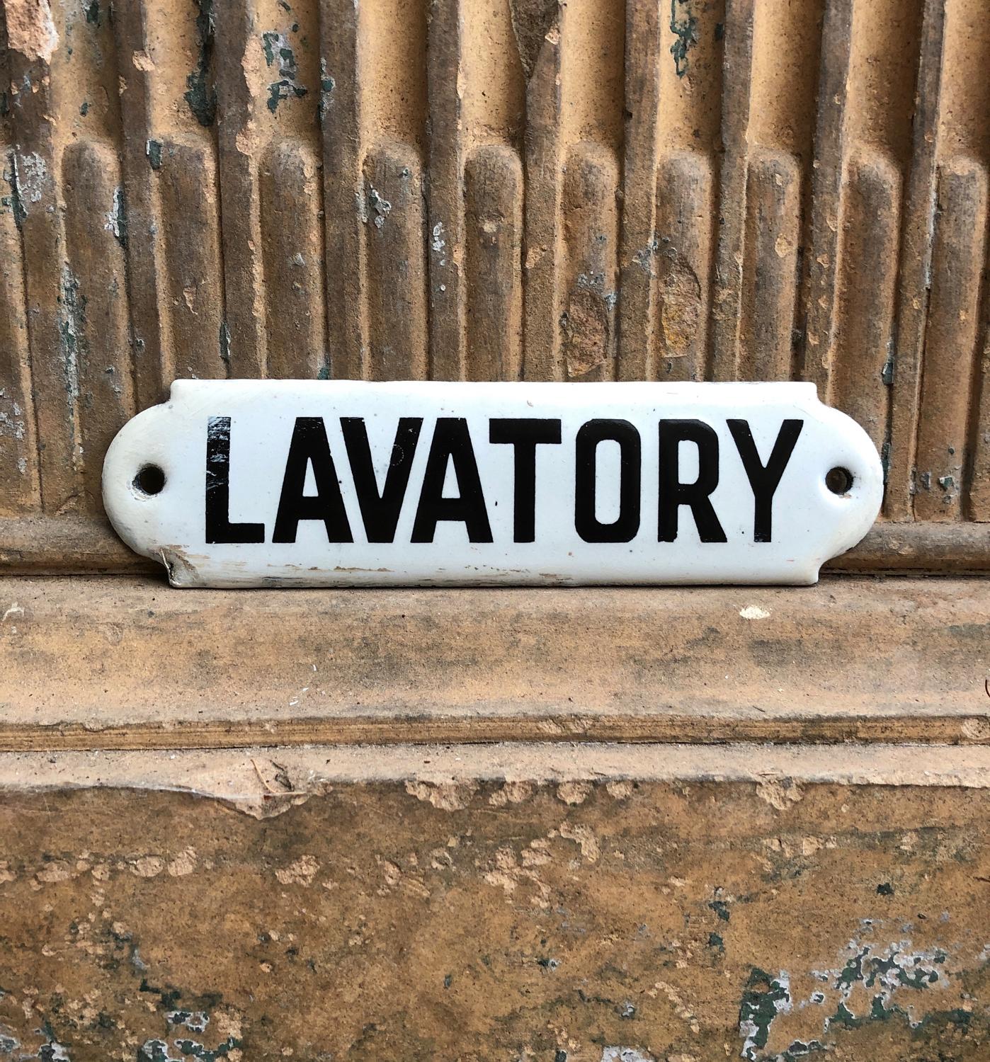 Early 20th Century White Enamel Lavatory Sign