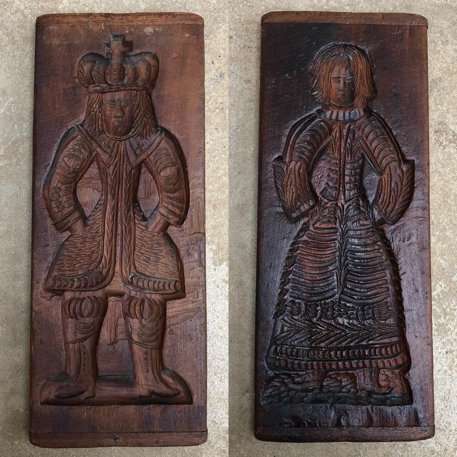 Early Victorian Large Treen Double Sided Gingerbread Mould