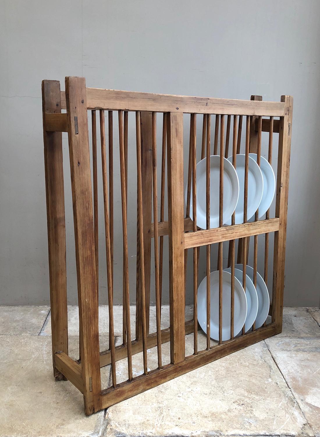 Large Victorian Pine Country House Plate Rack