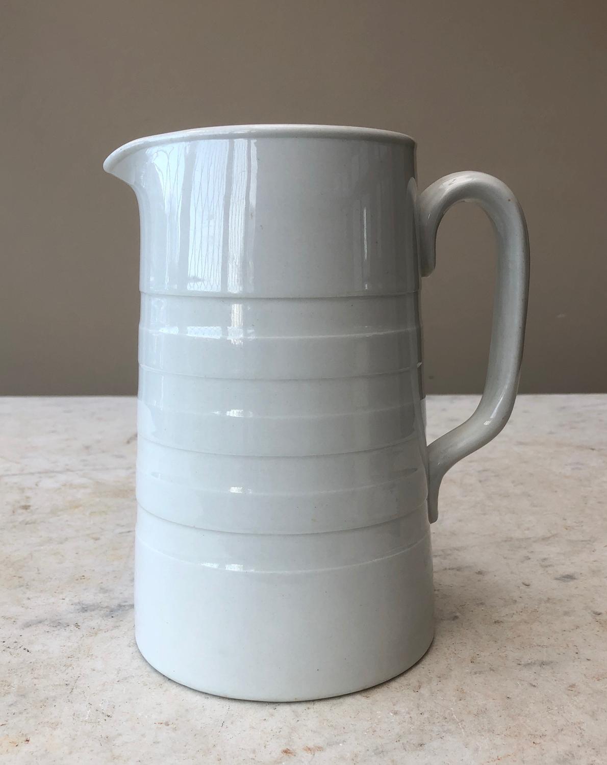 Edwardian White Banded 2 Pint Dairy Cream Jug in Mint Condition