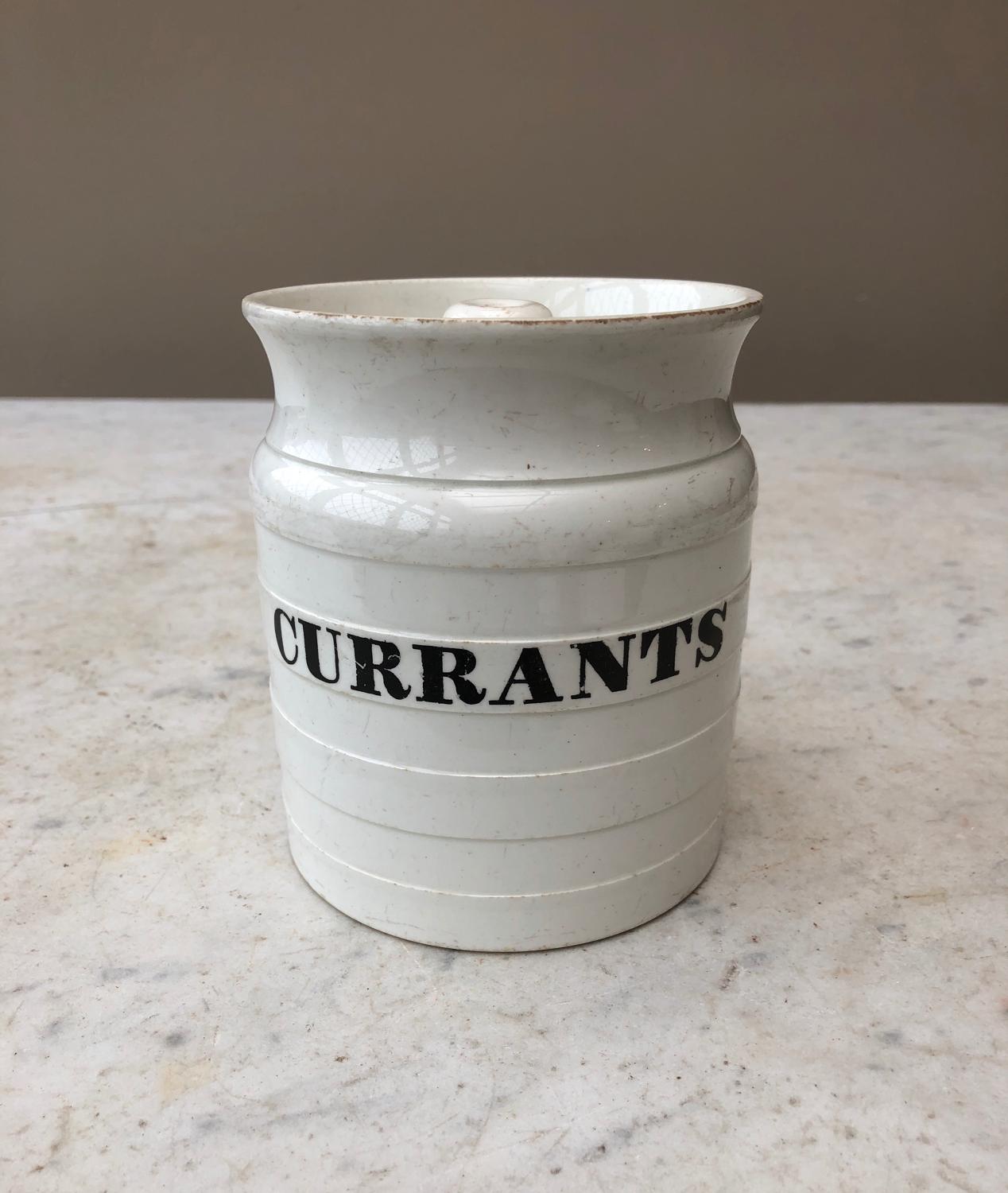Late Victorian White Banded Kitchen Storage Jar - Currants