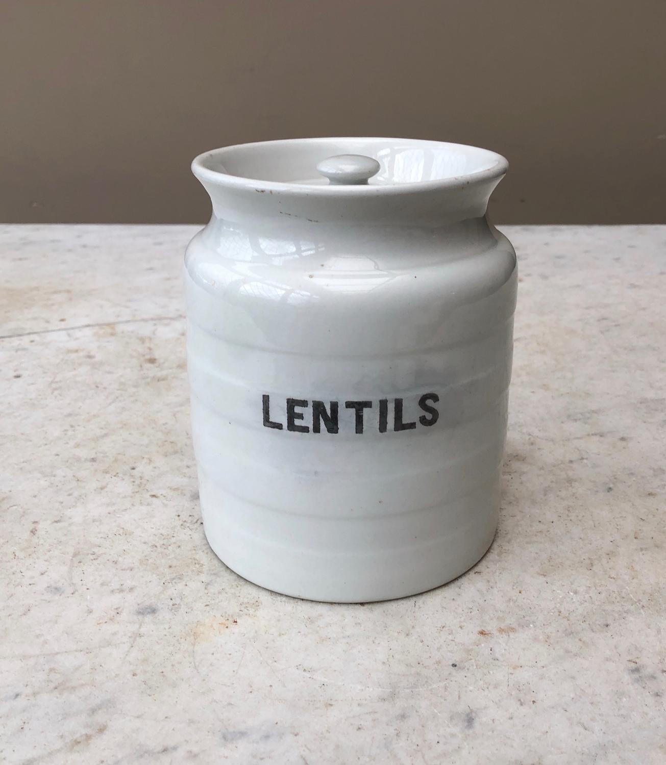 Early 20th Century Kitchen Storage Jar - Lentils