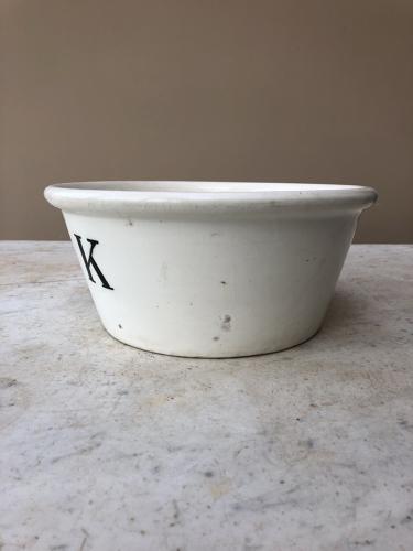 Rare Edwardian White Ironstone K for Kitchen Bowl