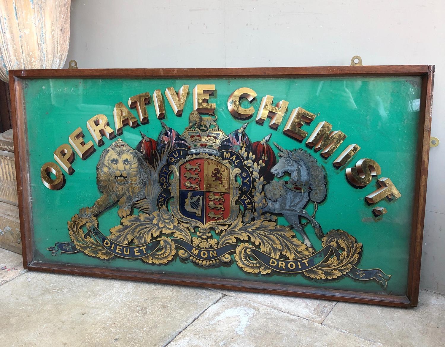 Superb Large Late Victorian Chemists Glass Advertising Sign