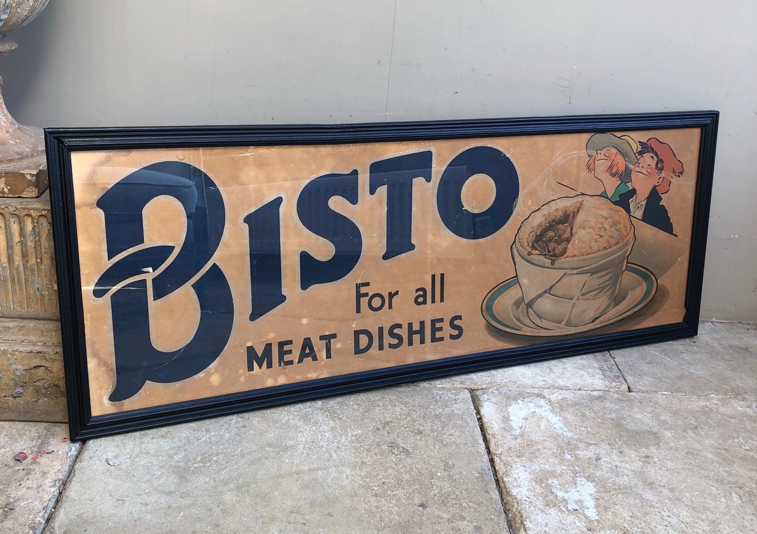 Rare Large 1930s Shops Advertising Poster - Bisto For All Meat Dishes
