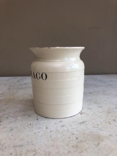Late Victorian White Banded Kitchen Storage Jar - Sago