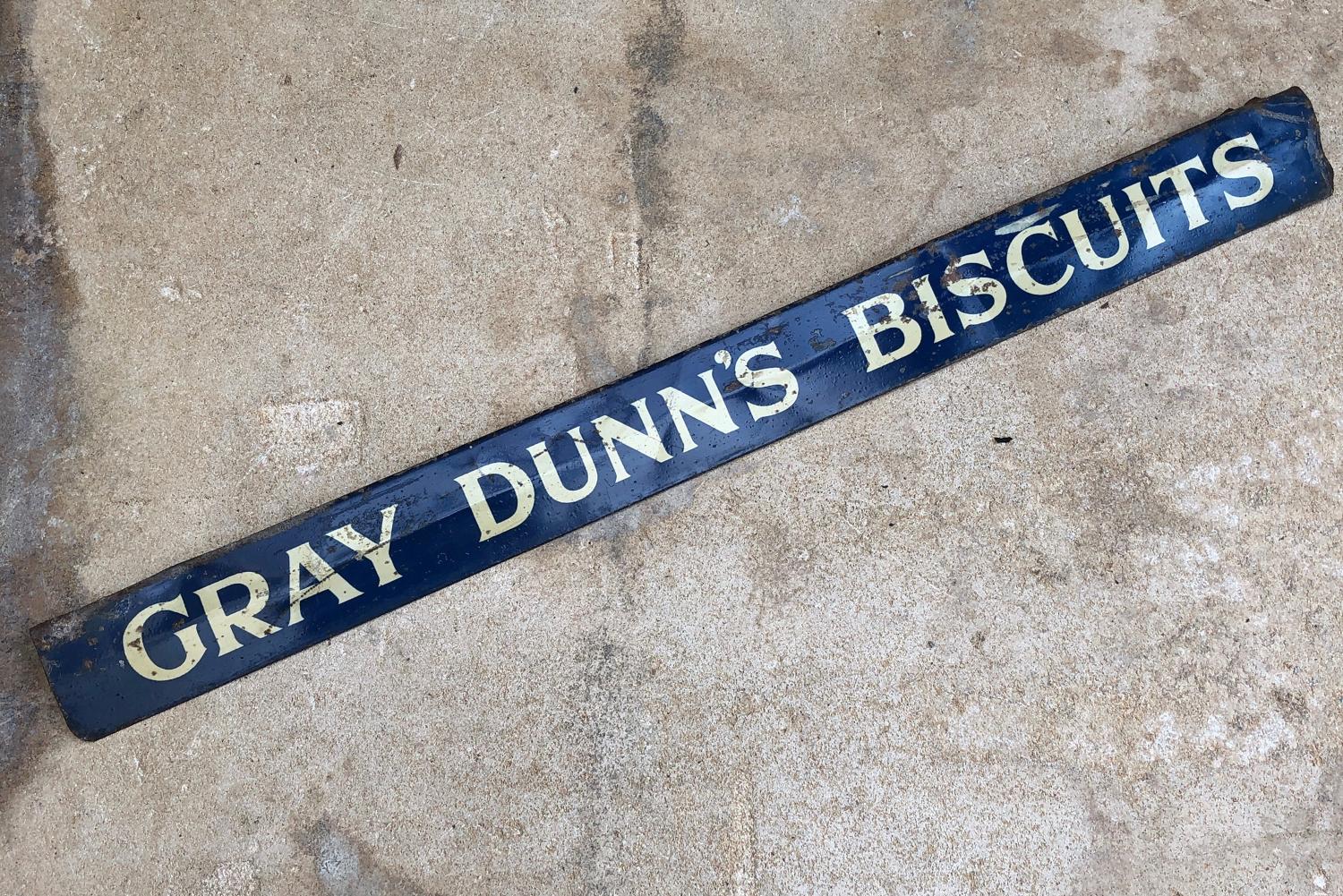 1920s Shops Tin Advertising Shelf Edge - Gray Dunns Biscuits