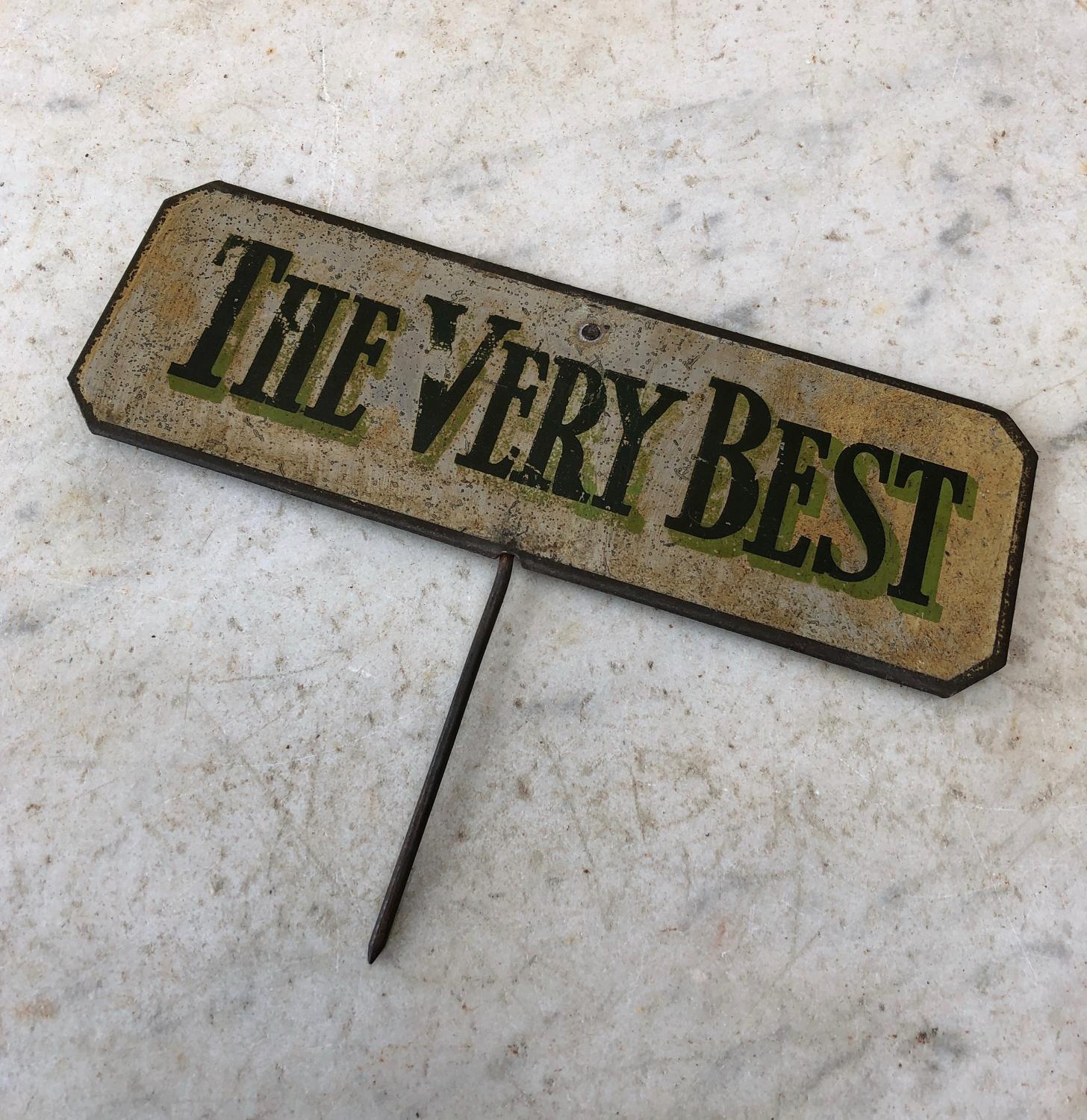 Rare Edwardian Toleware Shops Sign - The Very Best
