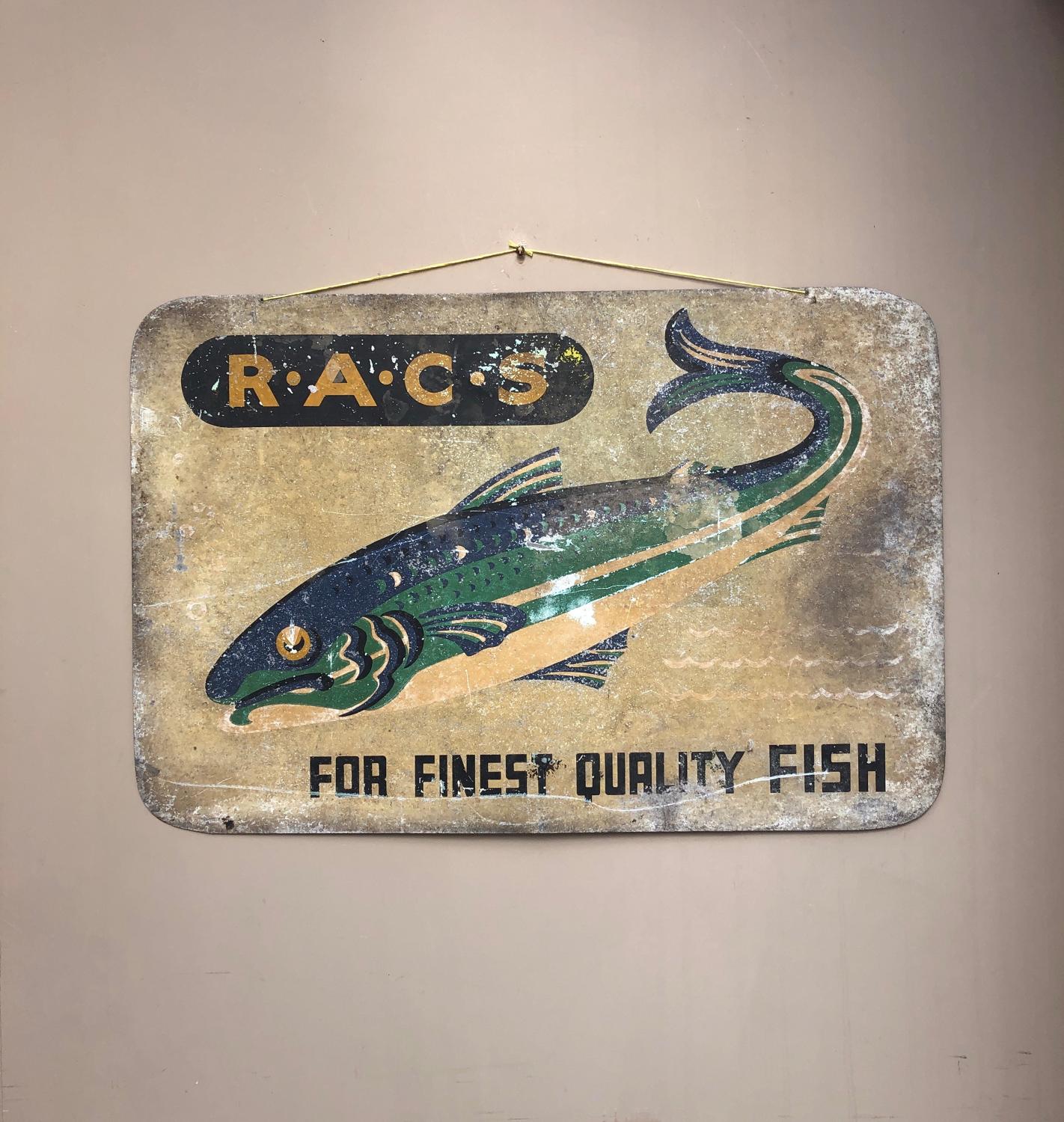 Mid Century Metal RACS For Finest Quality Fish Sign - Original Paint