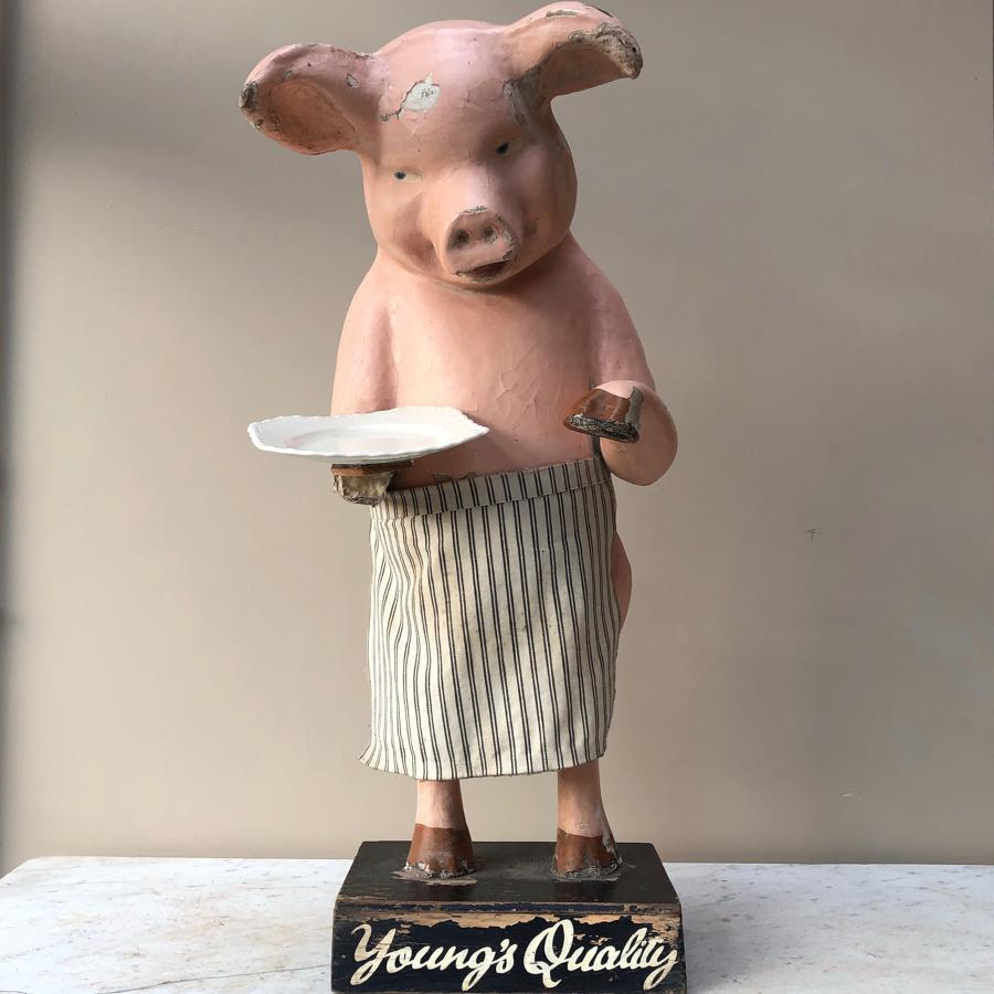 Late Victorian Butchers Advertising Papier Mache Pig - Youngs Quality
