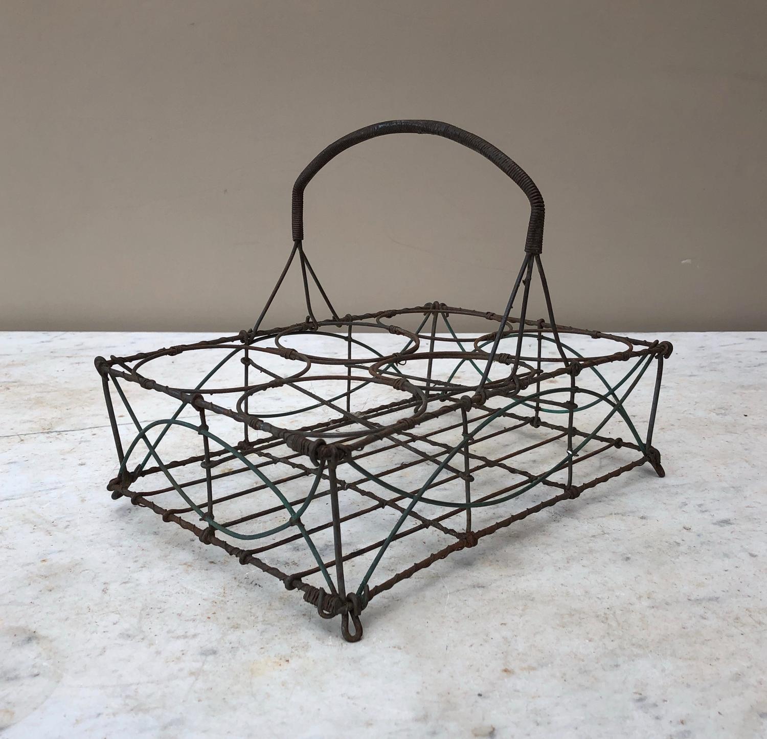 Early 20th Century Wire Work Glass Carrier