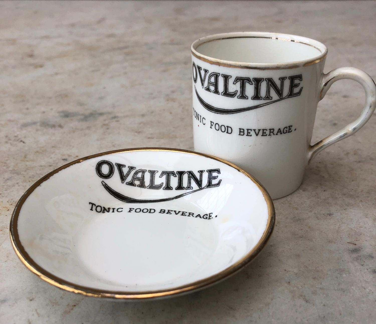 Early 20thC Small Advertising Cup & Saucer - Ovaltine Tonic Food Bever