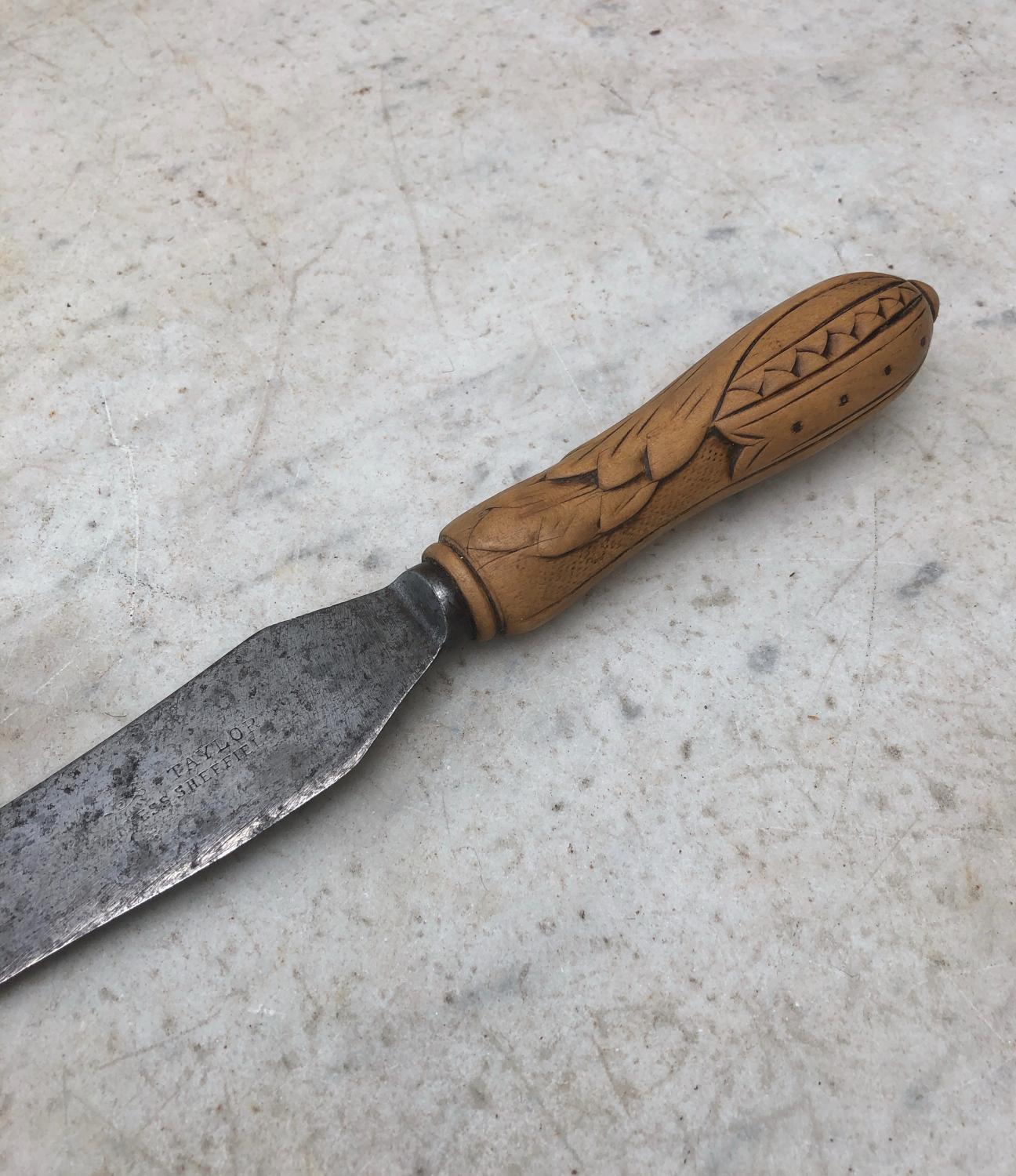 Victorian Bread Knife with Carved Handle