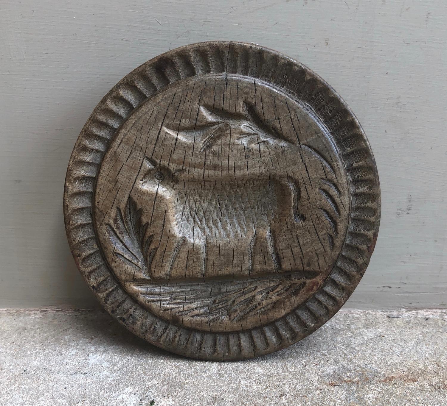 Rare Victorian Carved Treen Butter Stamp - Sheep