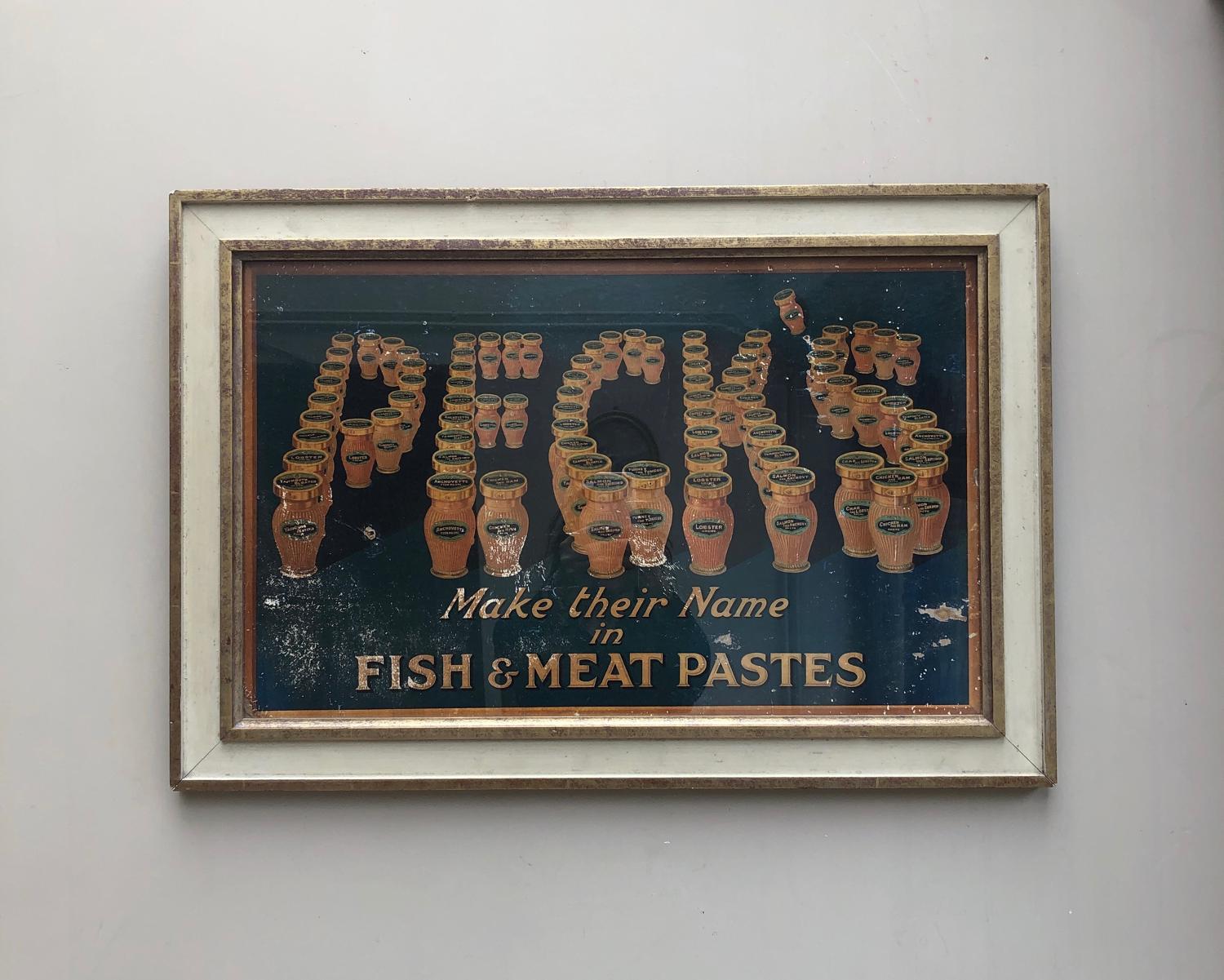 1930s Advertising Show Card in Later Frame - Pecks Fish & Meat Paste