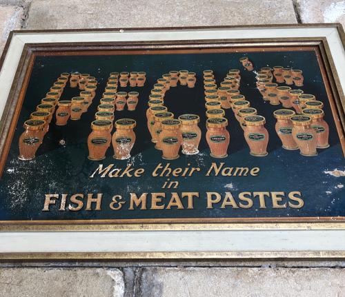 1930s Advertising Show Card in Later Frame - Pecks Fish & Meat Paste