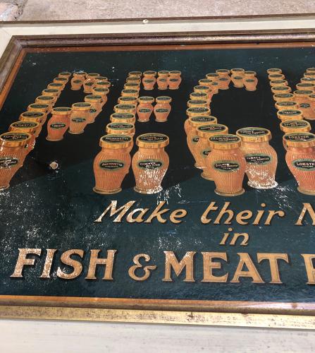 1930s Advertising Show Card in Later Frame - Pecks Fish & Meat Paste