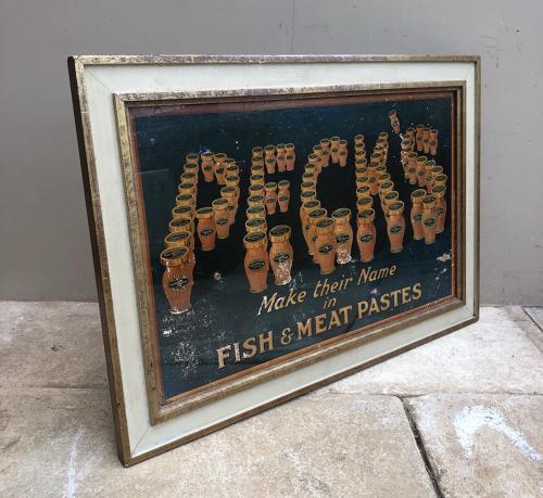 1930s Advertising Show Card in Later Frame - Pecks Fish & Meat Paste