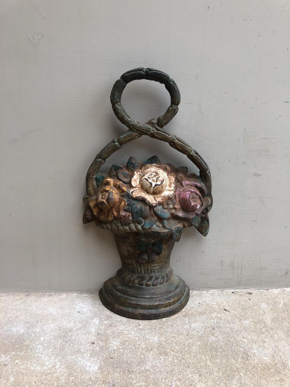 Early 20th Century Cast Iron Floral Door Stop.