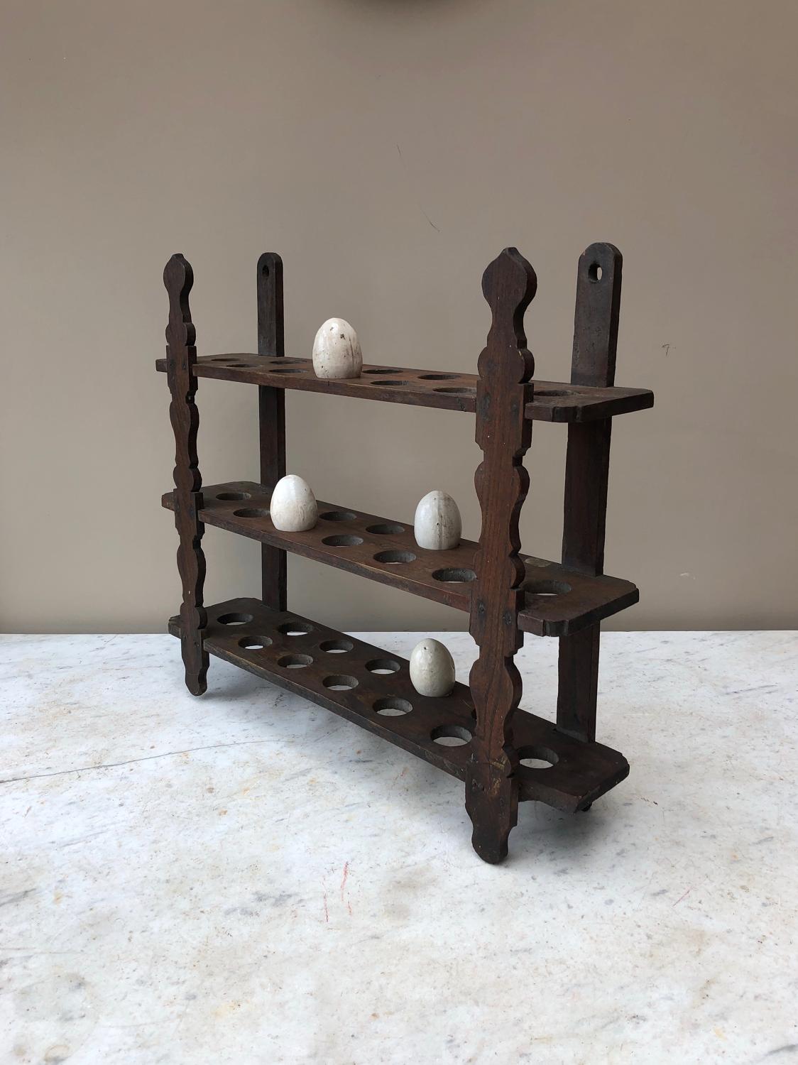 Large Victorian Elm Wall Hung Country House Egg Rack