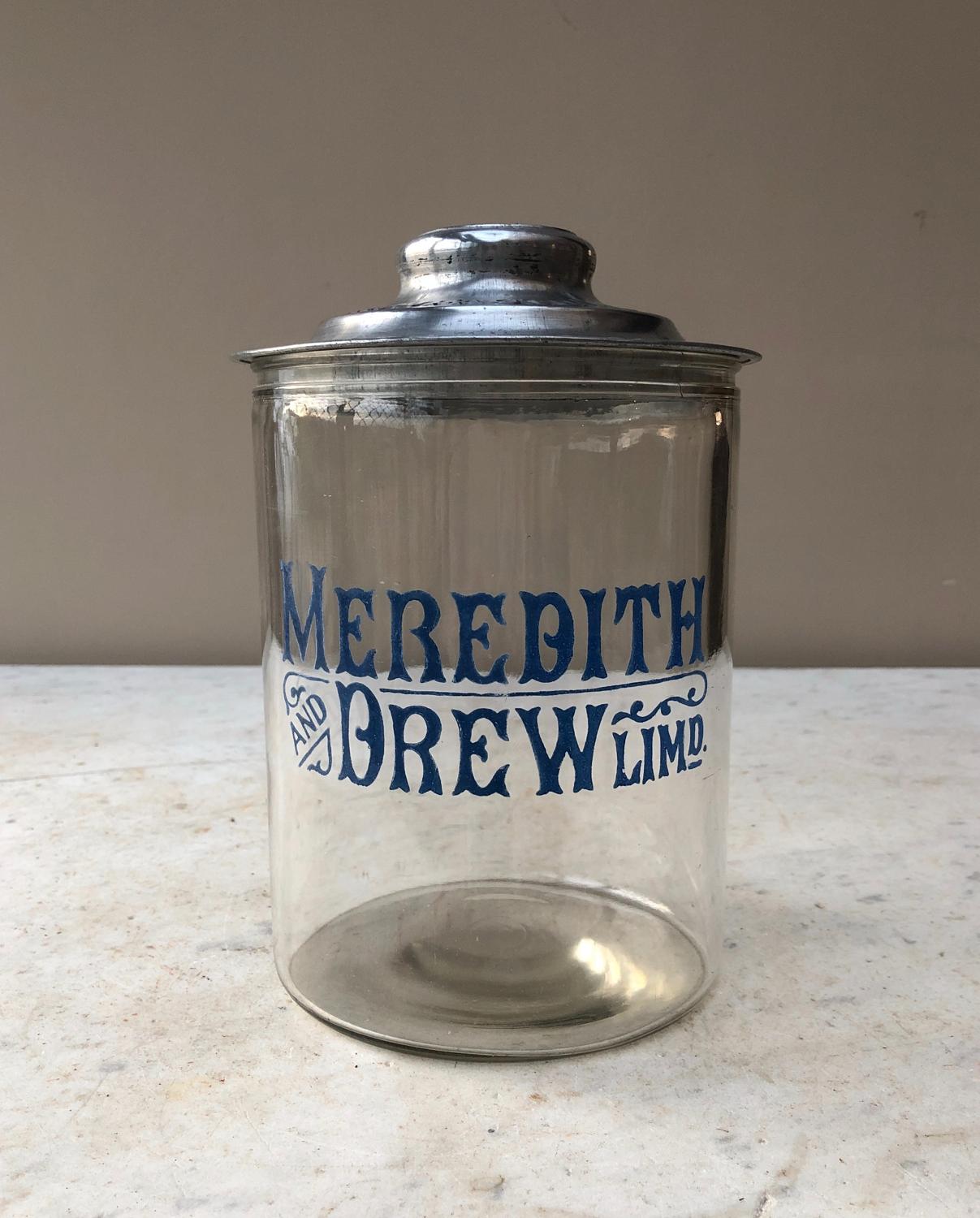 Edwardian Shops Counter Top Advertising Jar - Meredith & Drew Biscuits