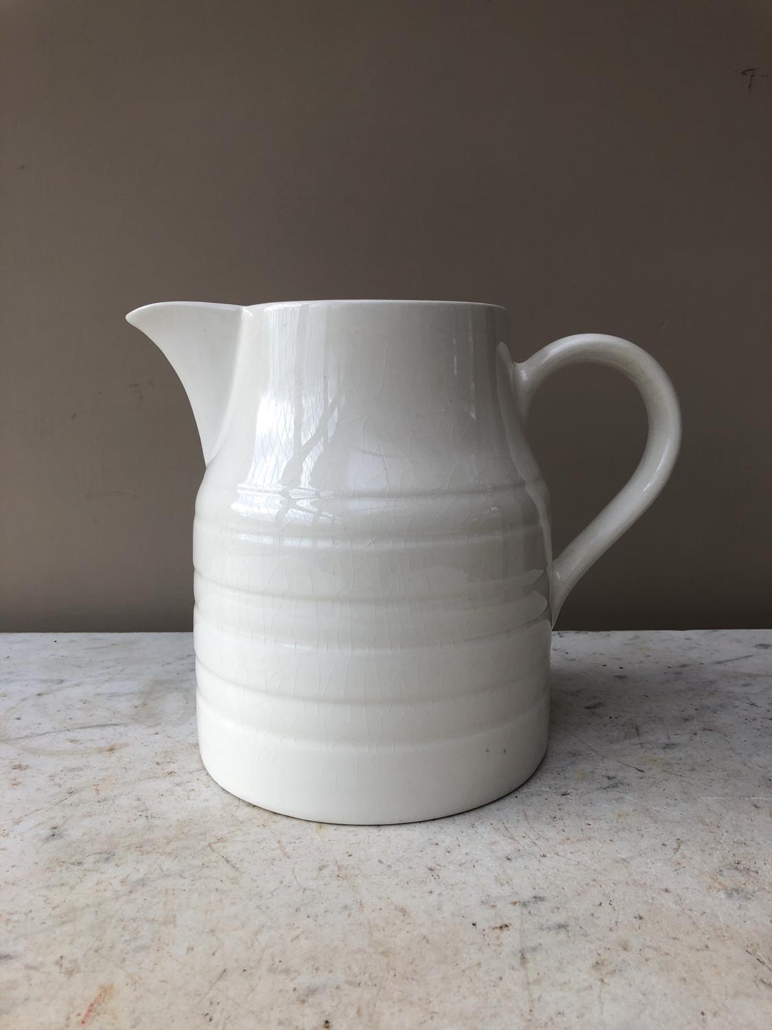 Large Early 20th Century White Banded Dairy Milk Jug