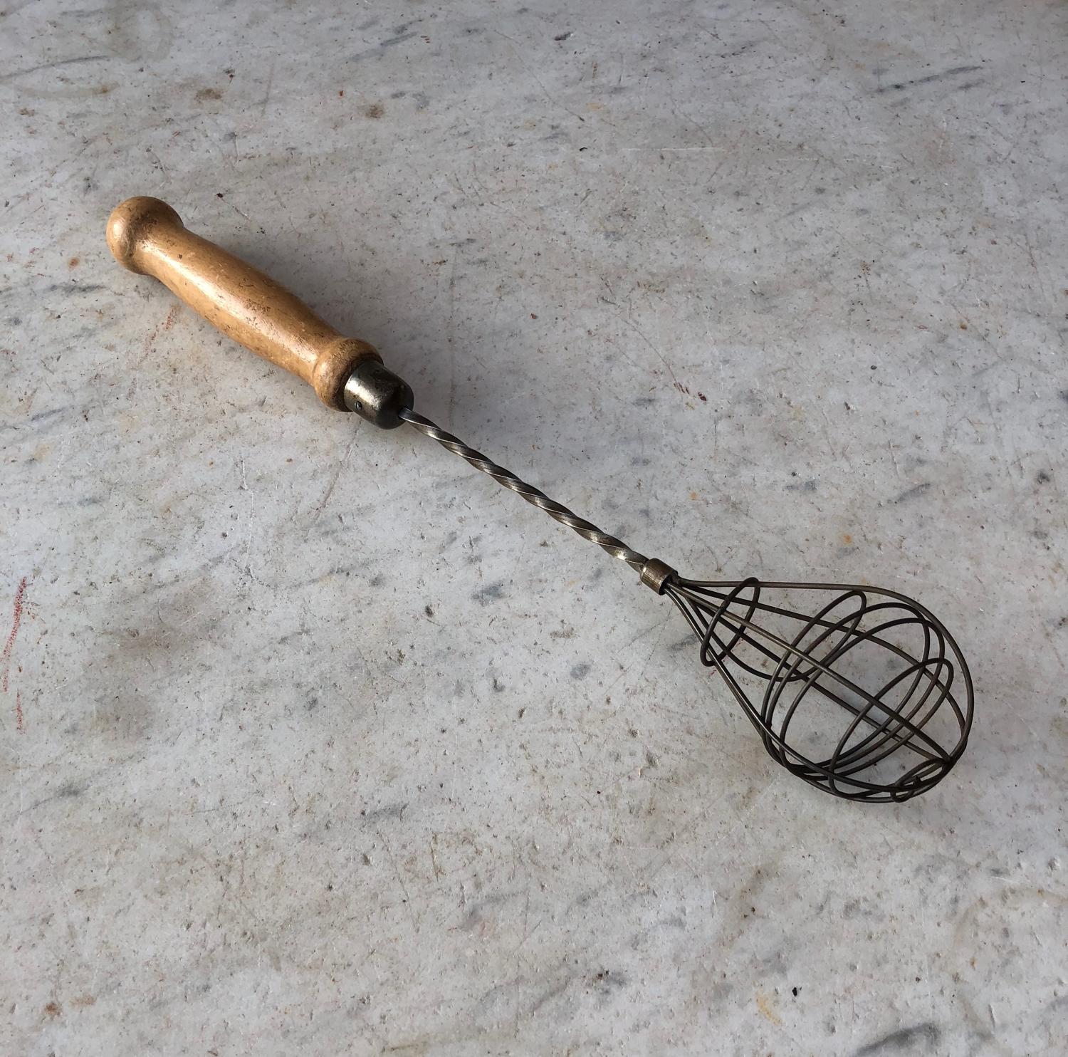 Antique Ornate Wire Work Push Down Whisk
