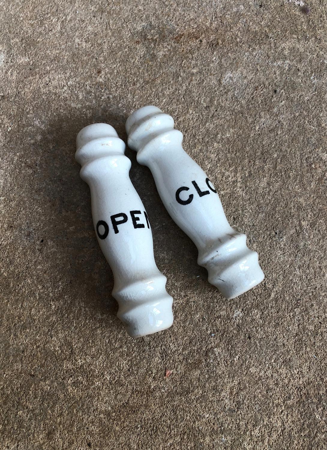 Early 20th Century White Ceramic Open & Close Pulls