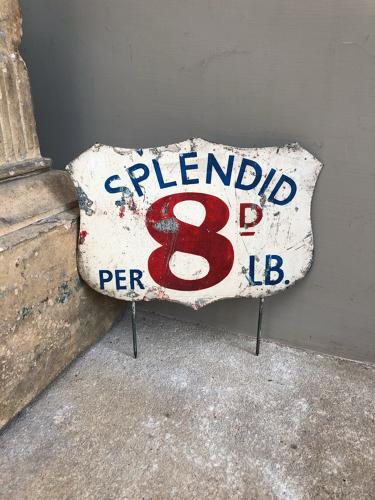 Early 20thC Painted Tin Grocers Signs x 3 - SPLENDID 8D PER LB