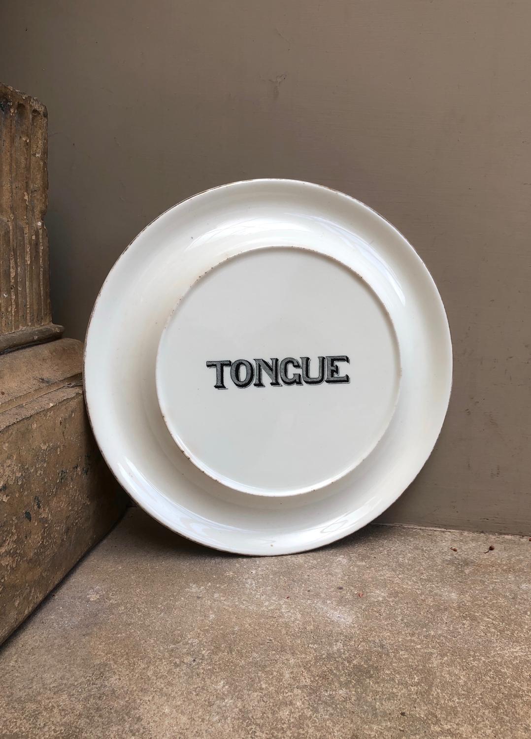 Rare Late Victorian White Ironstone Tongue Plate