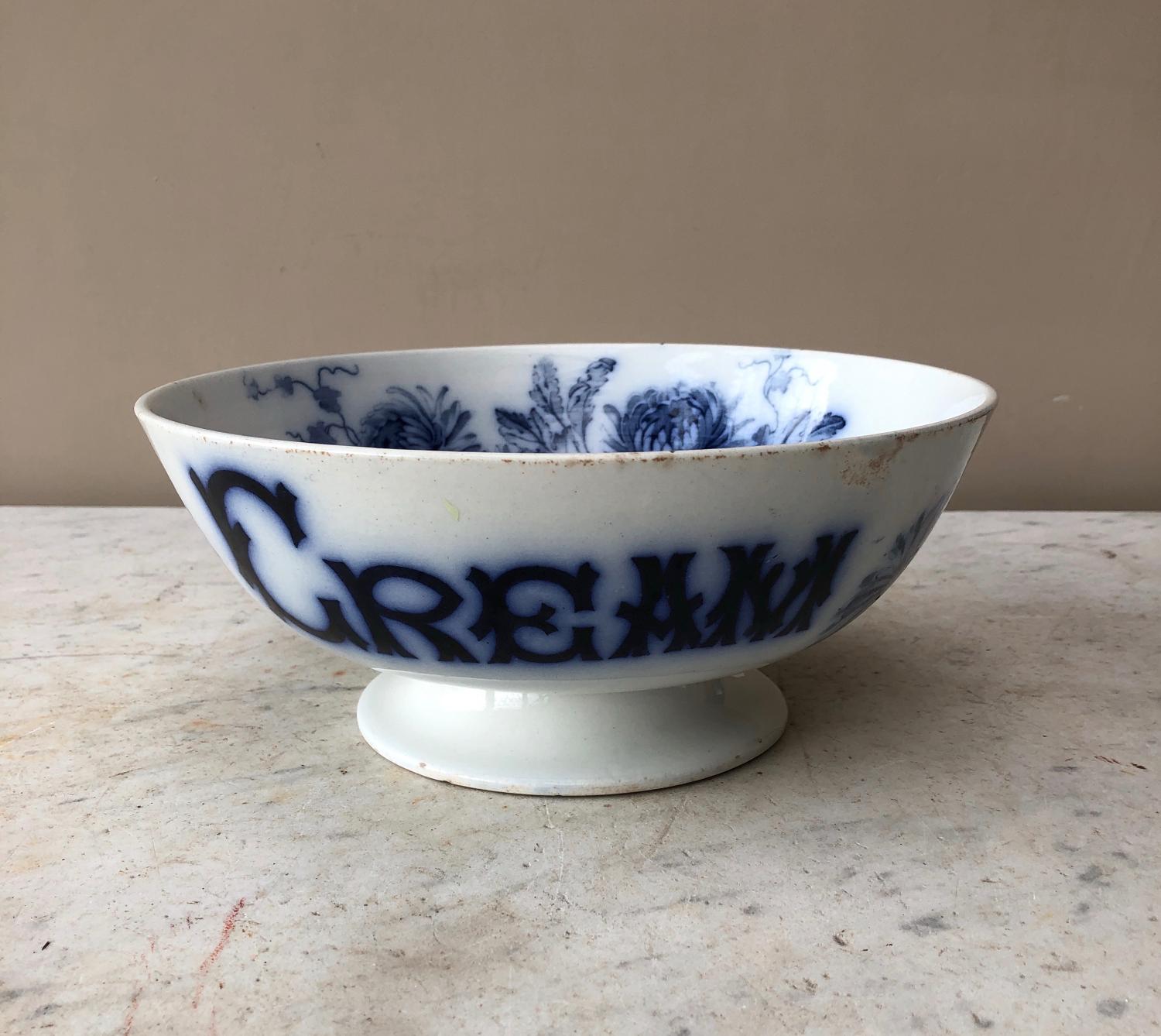 Super Rare Victorian Dairy Cream Bowl c.1870