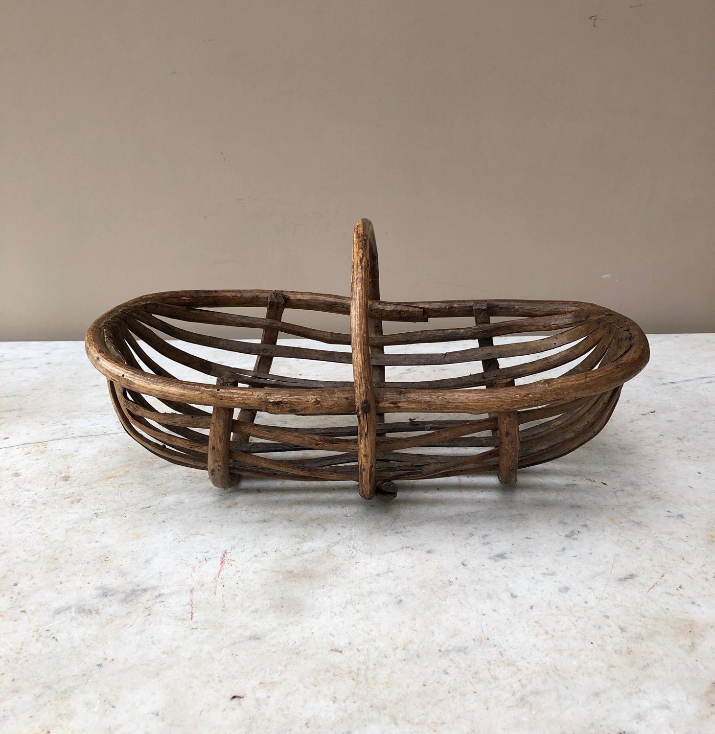 Early 20th Century Wooden Slatted Basket Trug