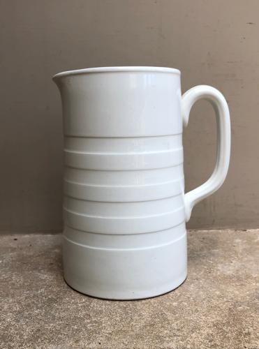 Edwardian Tall White Banded Dairy Cream Jug