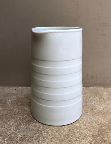 Edwardian Tall White Banded Dairy Cream Jug