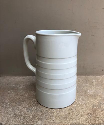 Edwardian Tall White Banded Dairy Cream Jug