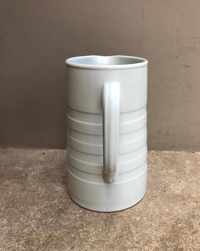 Edwardian Tall White Banded Dairy Cream Jug