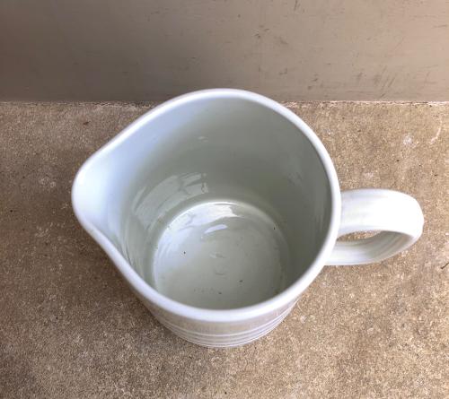 Edwardian Tall White Banded Dairy Cream Jug