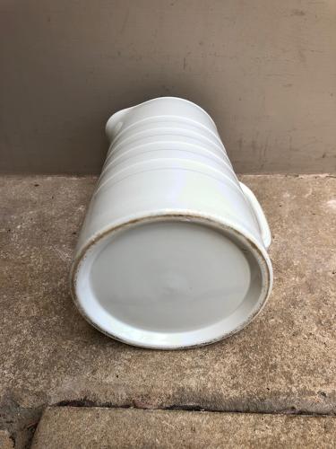 Edwardian Tall White Banded Dairy Cream Jug