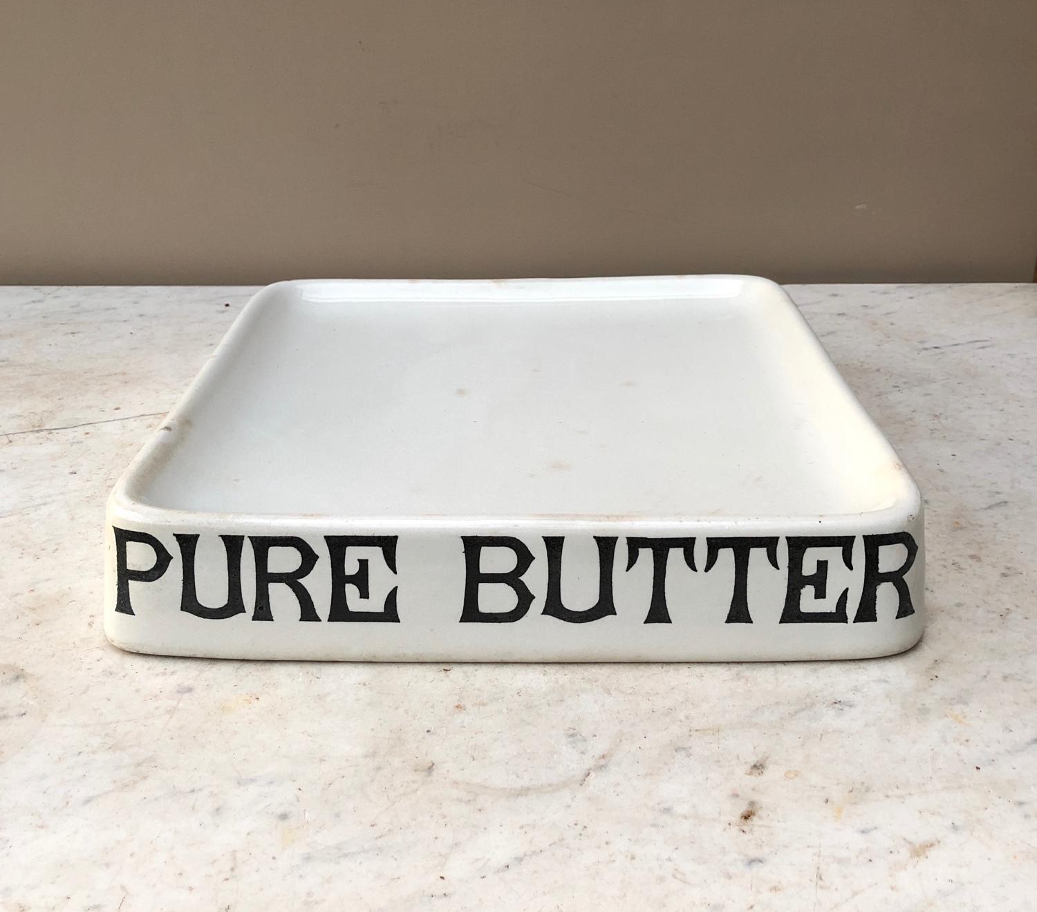 Edwardian Parnalls White Ironstone Grocers Slab - Pure Butter