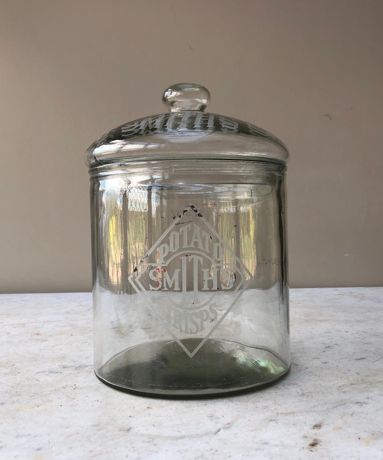 Early 20thC Shops Glass Advertising Jar - Smiths Crisps