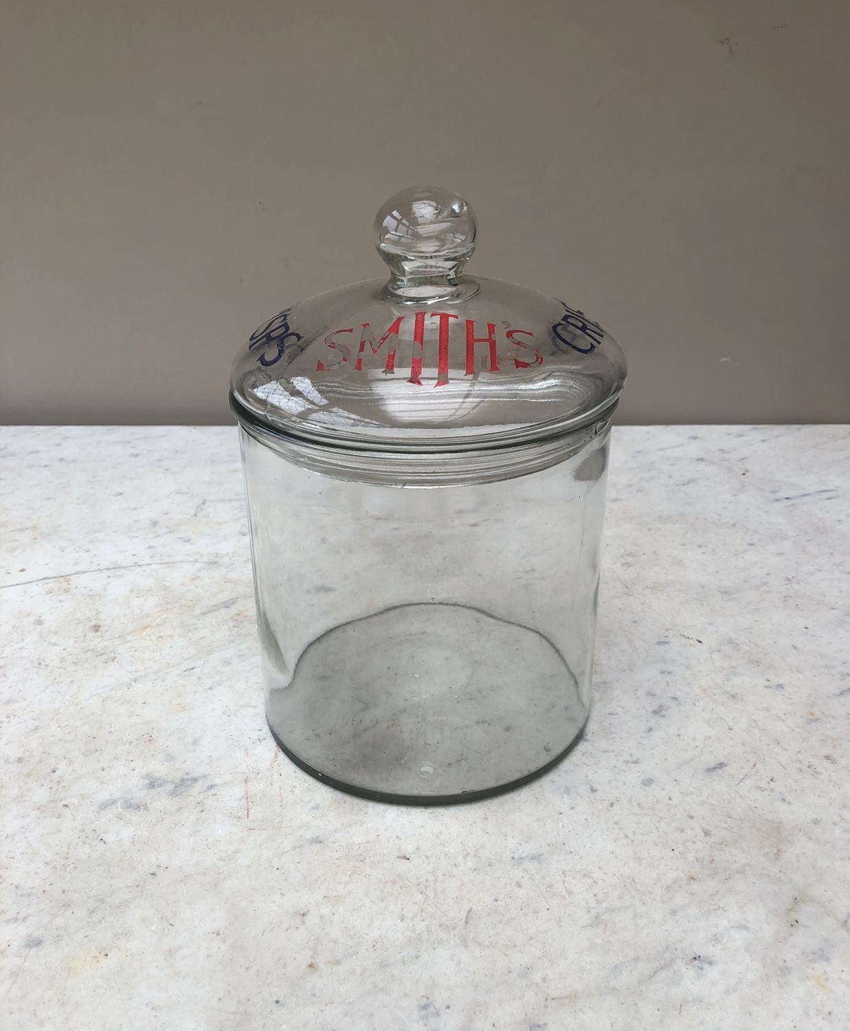 1930s Shops Glass Counter Top Advertising Jar - Smiths Crisps