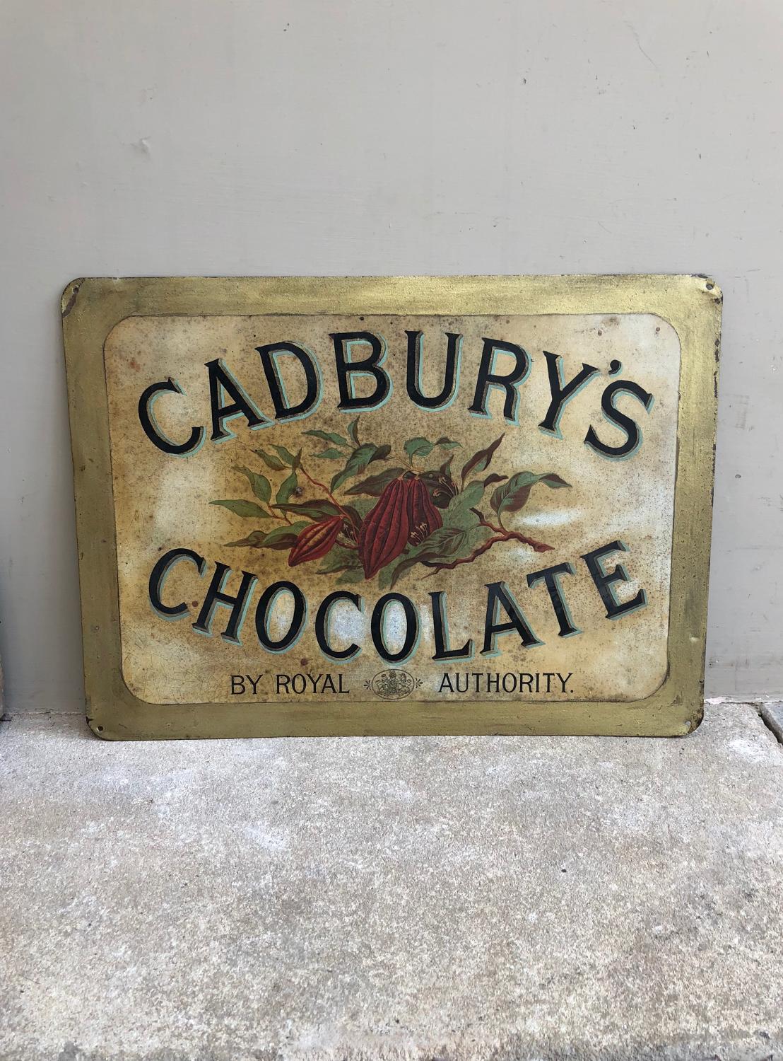 Rare Victorian Tin Advertising Shops Sign - Cadburys Chocolate