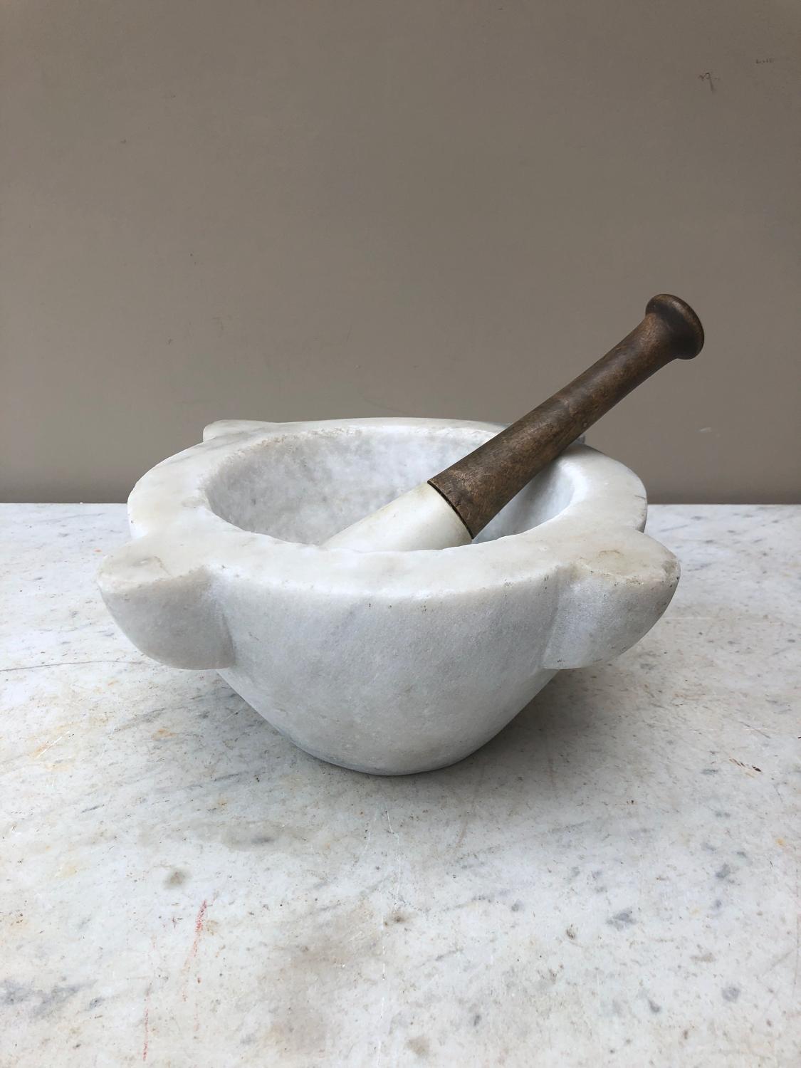 Victorian Solid Marble Mortar with Pestle