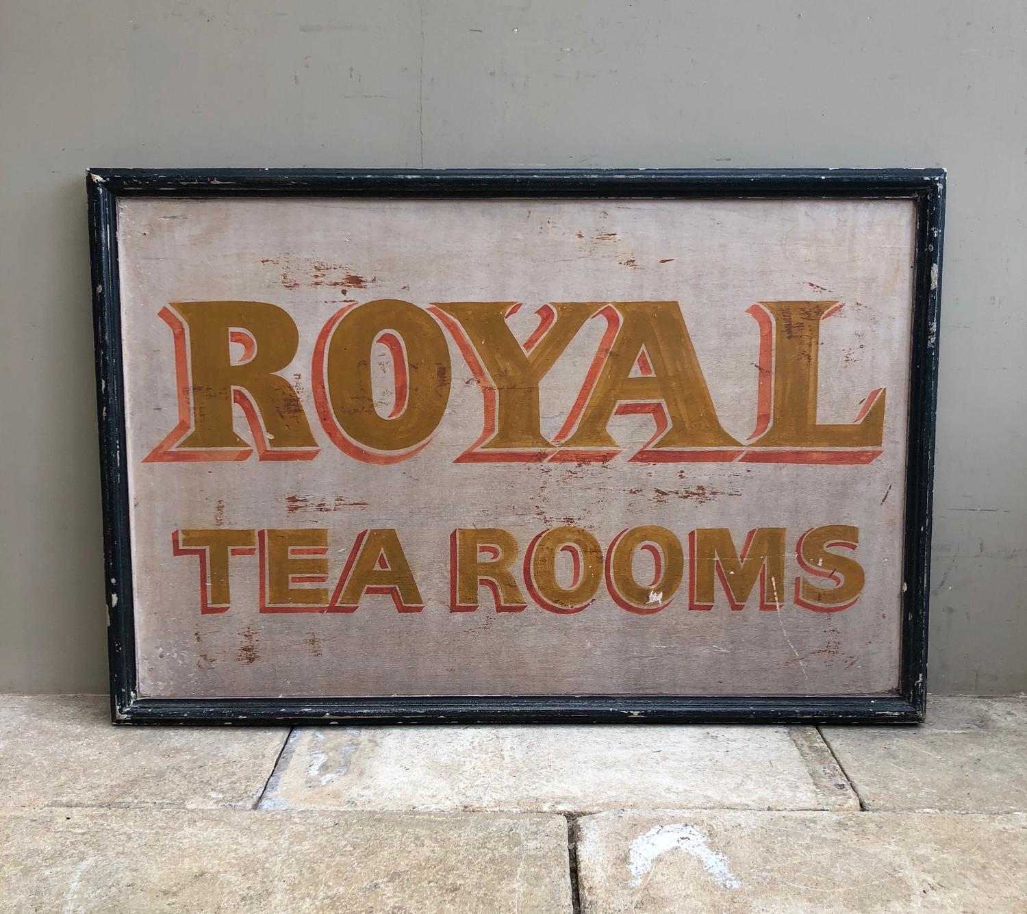 Large Early 20th Century Double Sided Painted Sign - Royal Tea Rooms