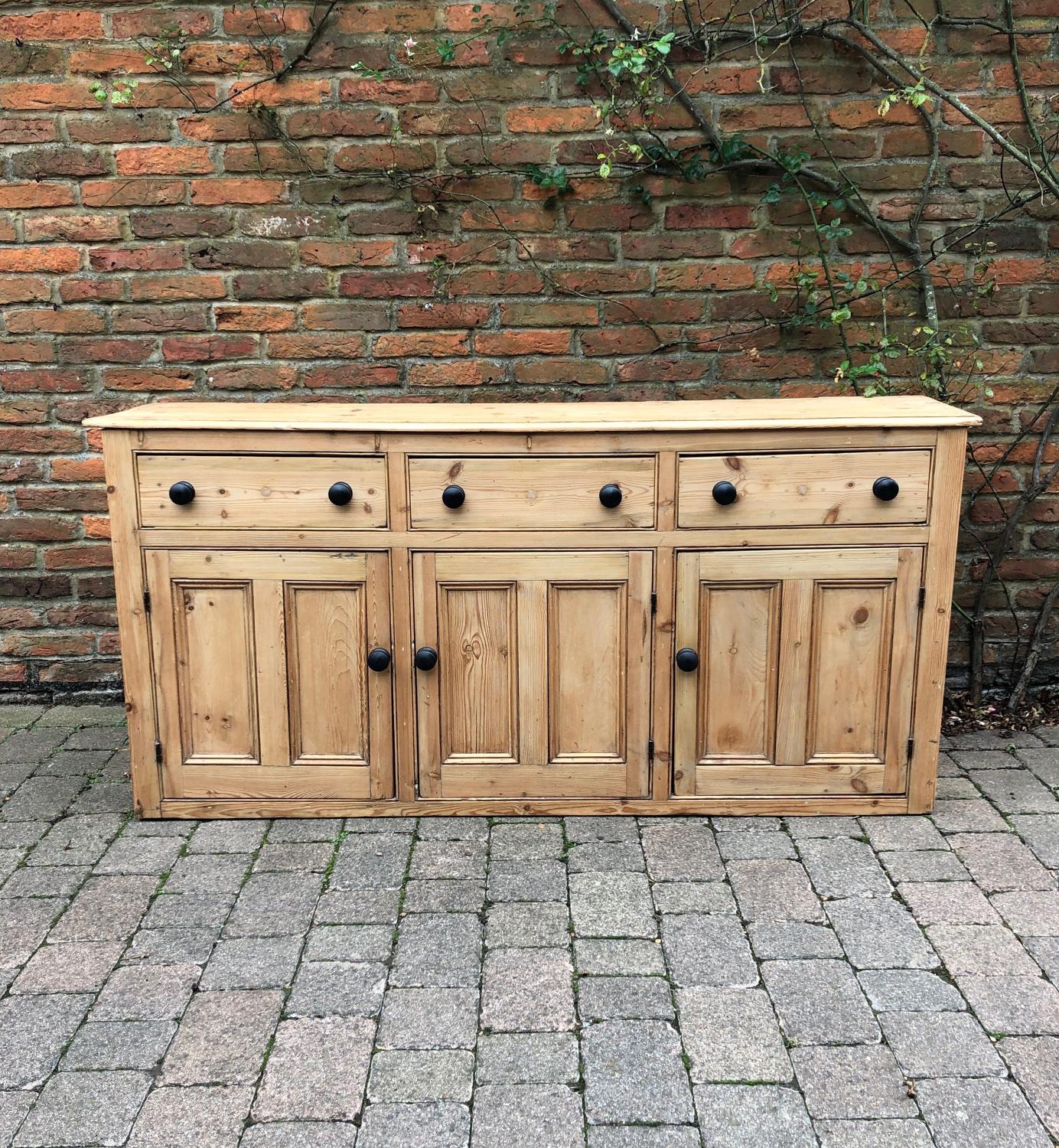 Victorian Pine Base with Three Cupboards & Three Drawers