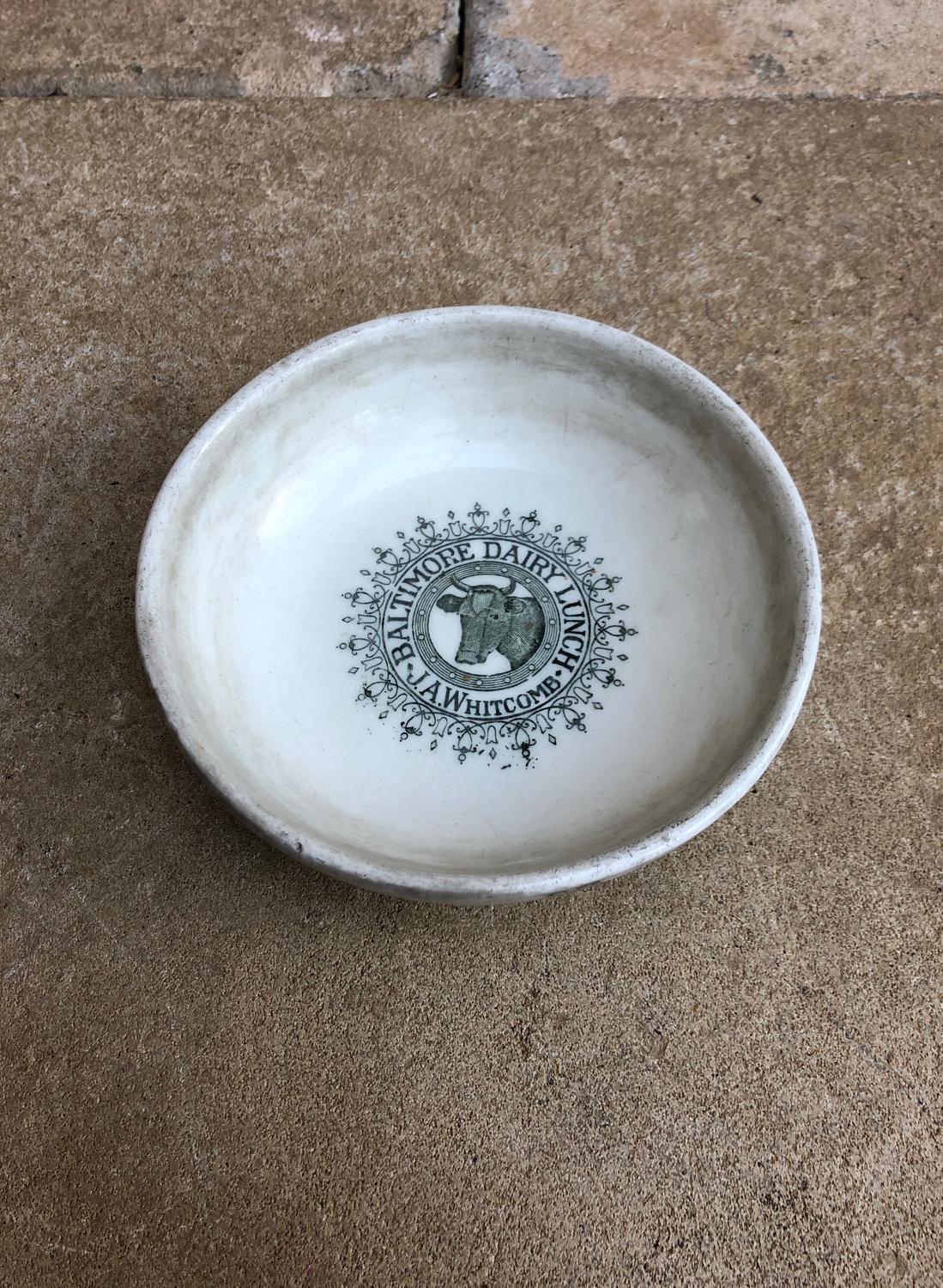 1920s English Baltimore Dairy Lunch Bowl