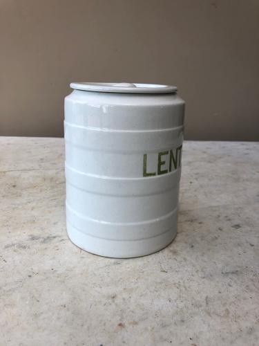 Early 20thC Grimwades White Banded Kitchen Storage Jar - Lentils