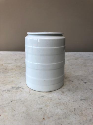 Early 20thC Grimwades White Banded Kitchen Storage Jar - Lentils