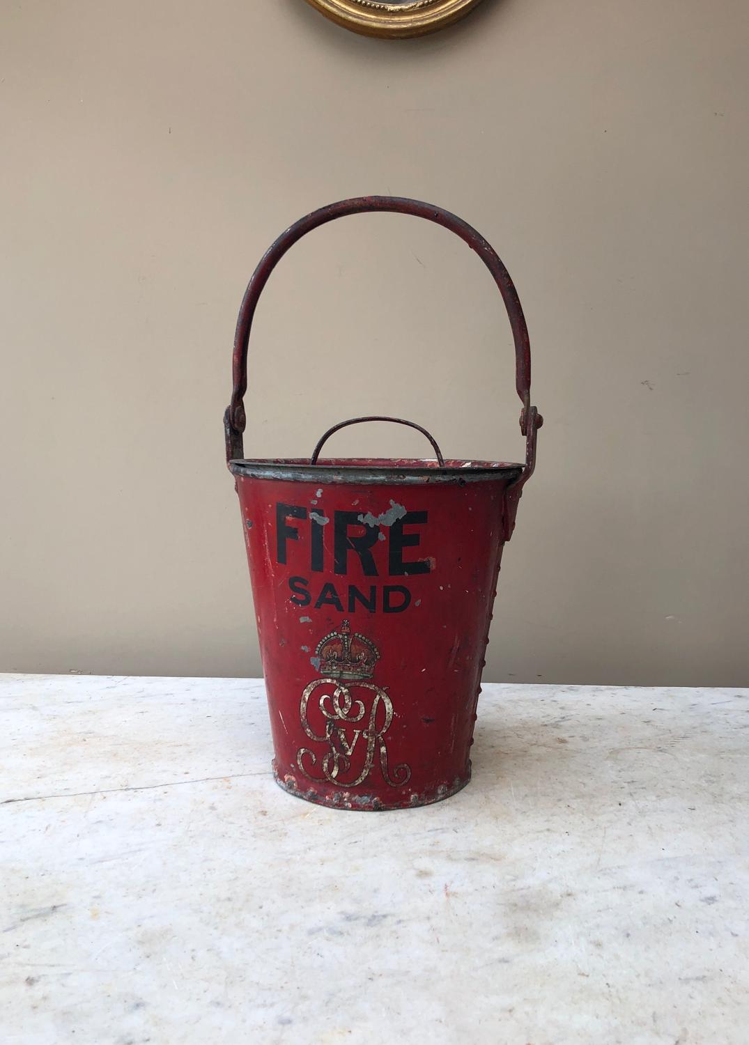 Early 20thC Fire Bucket with Original Lid - King George V