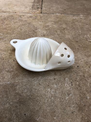 Early 20th Century White Ironstone Lemon Squeezer